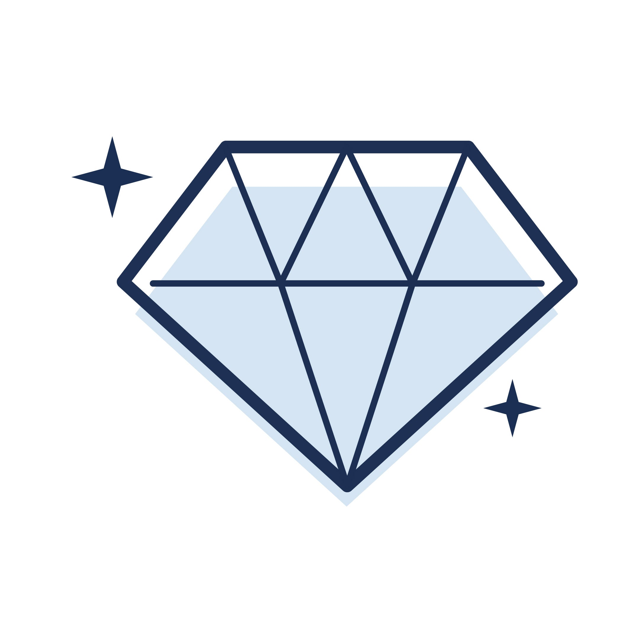 Illustration of a diamond with starbursts on a white background