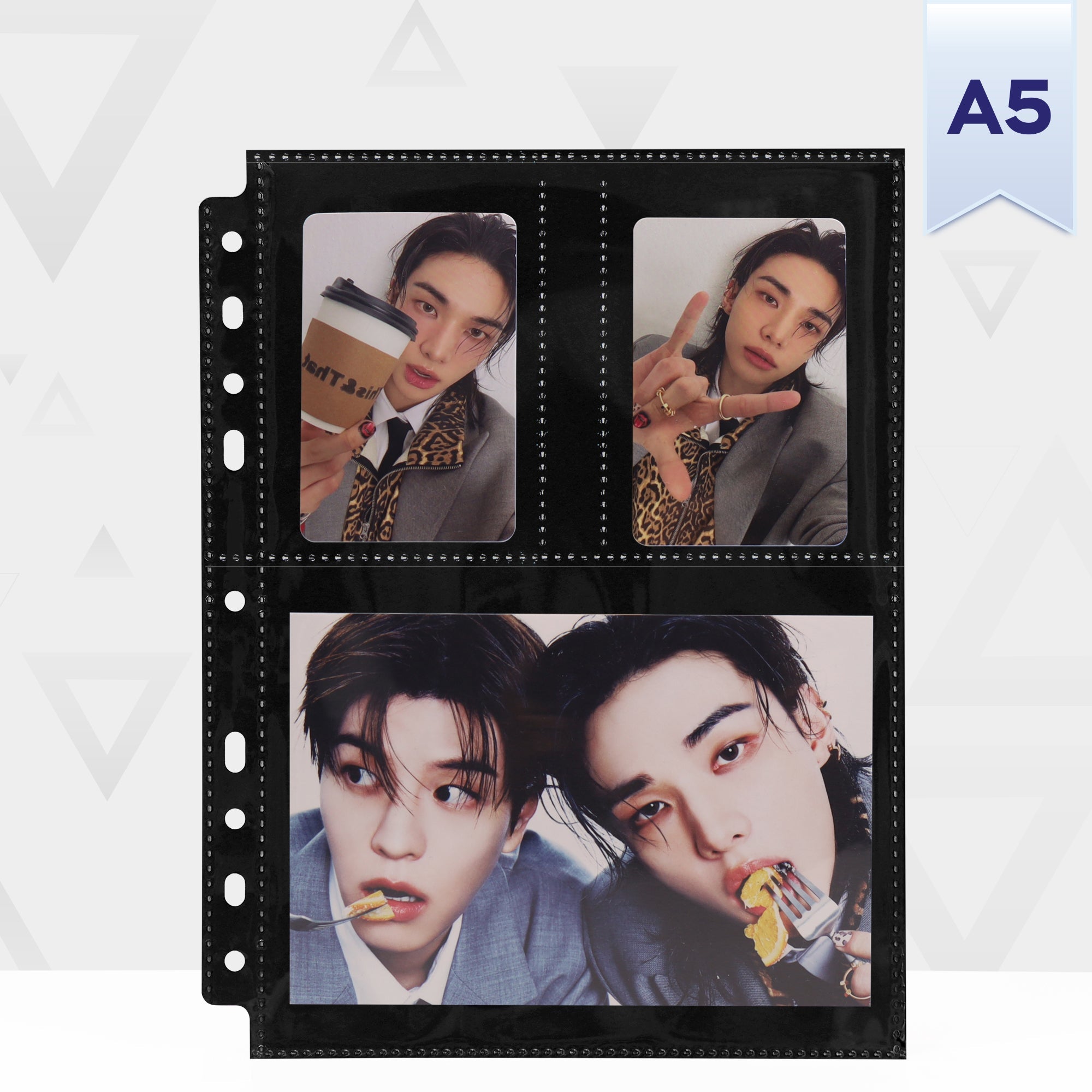 (World) [PRE-ORDER] Custom A5 3-Pocket Pages - Photocard & Postcard (Type A) - Black