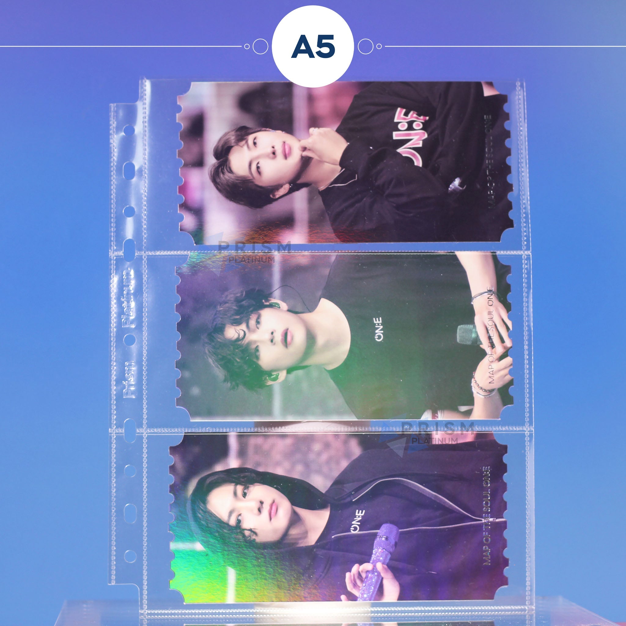 Premium Custom A5 Pocket Pages - 3-Pocket - Horizontal - Prism Platinum